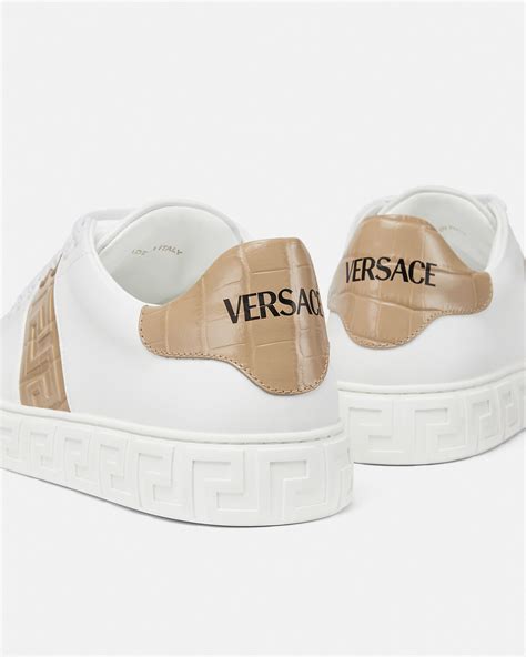 versace white gold sneakers|versace greca sneakers white.